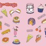 Interior spread from "The Big Book of Queer Stickers" showing stickers featuring a variety of sweet treats